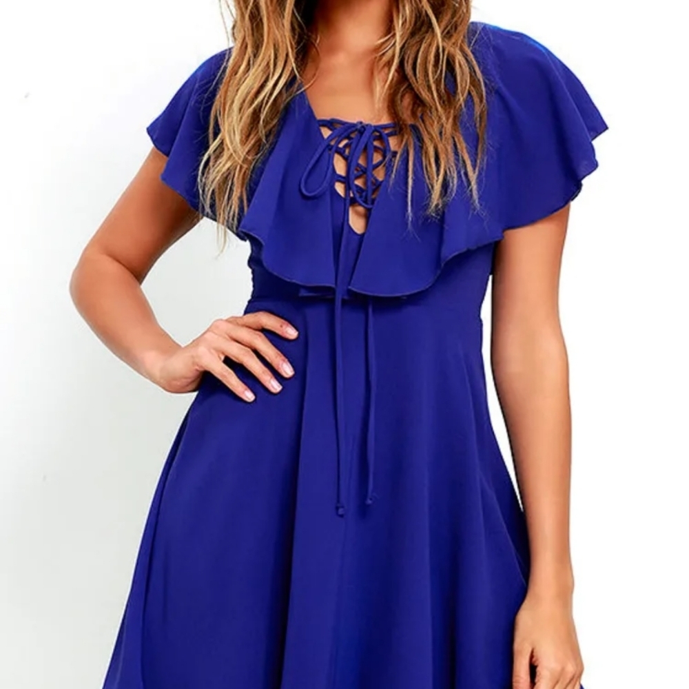 LULU' S TENDERLY TANGLED LACE-UP DRESS